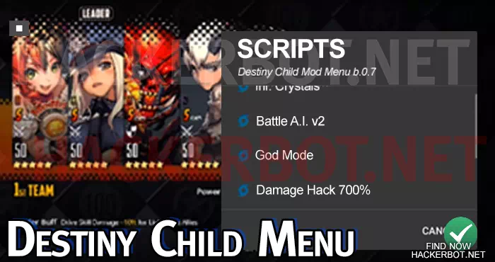 destiny child menu