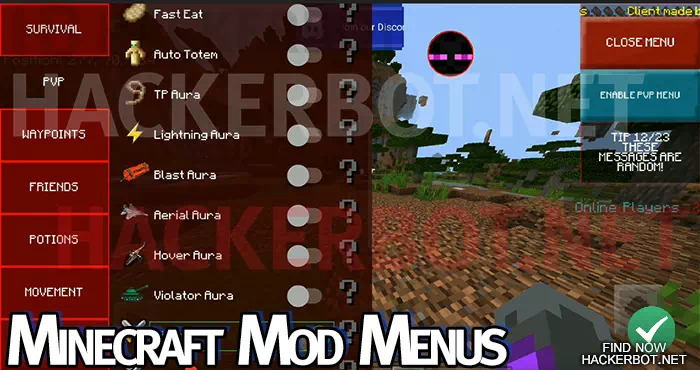 เมนู Minecraft PE Mod