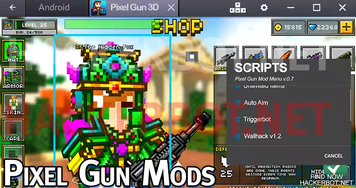 pixel gun 3d menu features