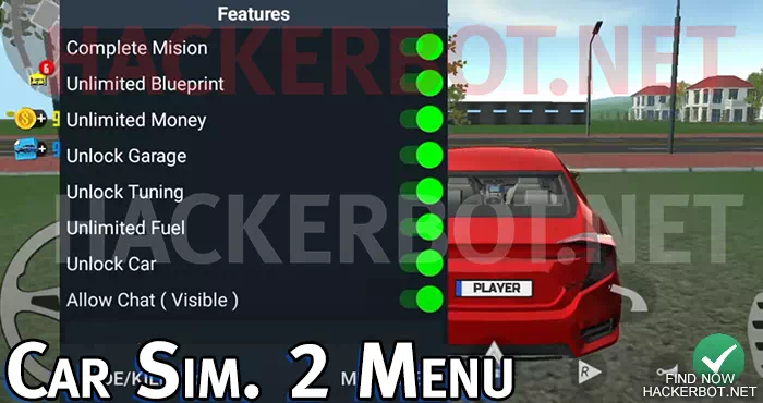 Car Simulator 2 menu options